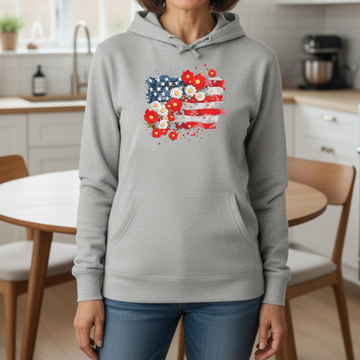 American Flag with Flowers for 250 Anniversary of the USA